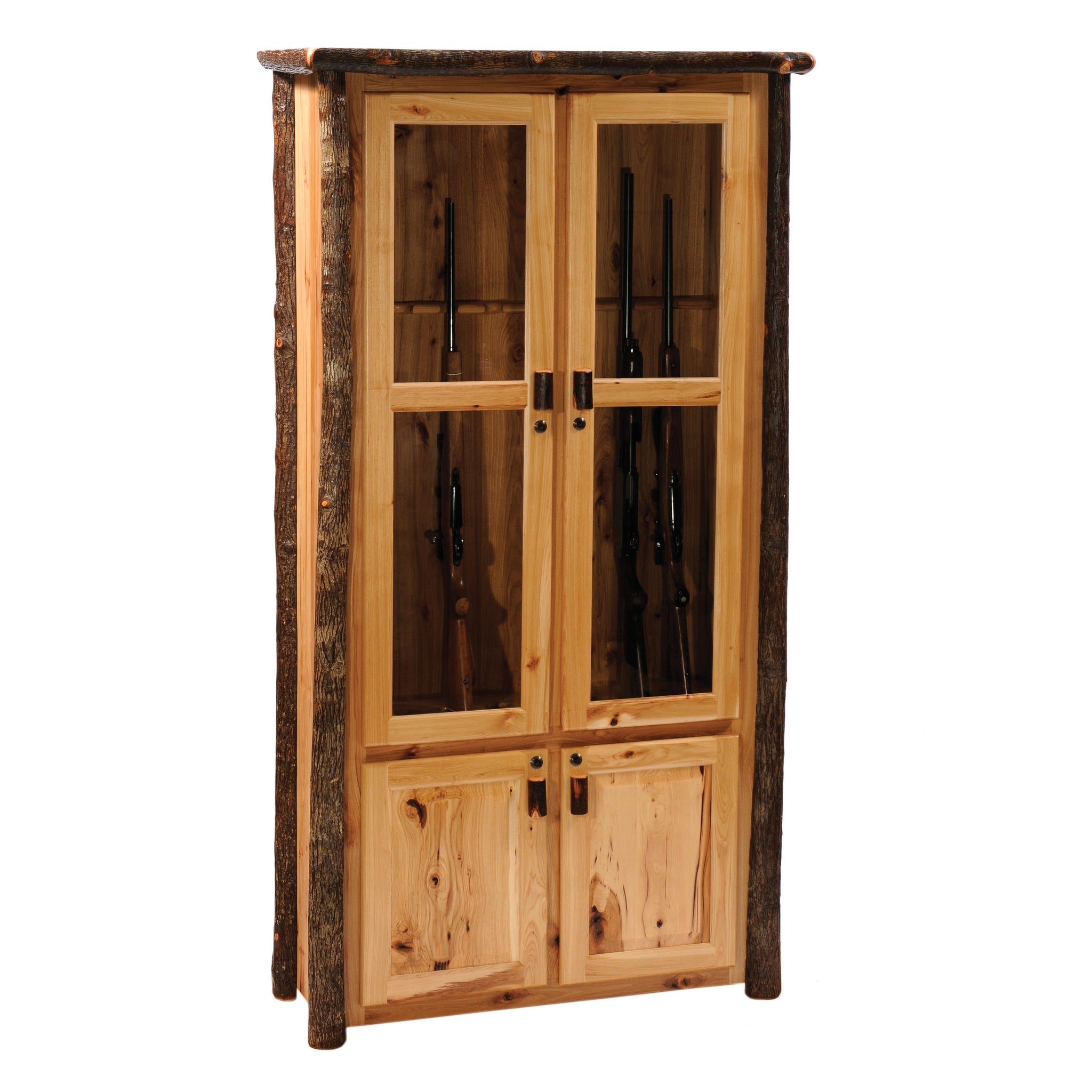 Hickory Log Eight Gun Cabinet Standard Finish