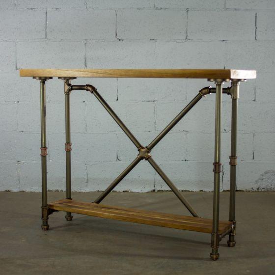 Houston Industrial Pipe Sofa Table Console Unique Solid Wood