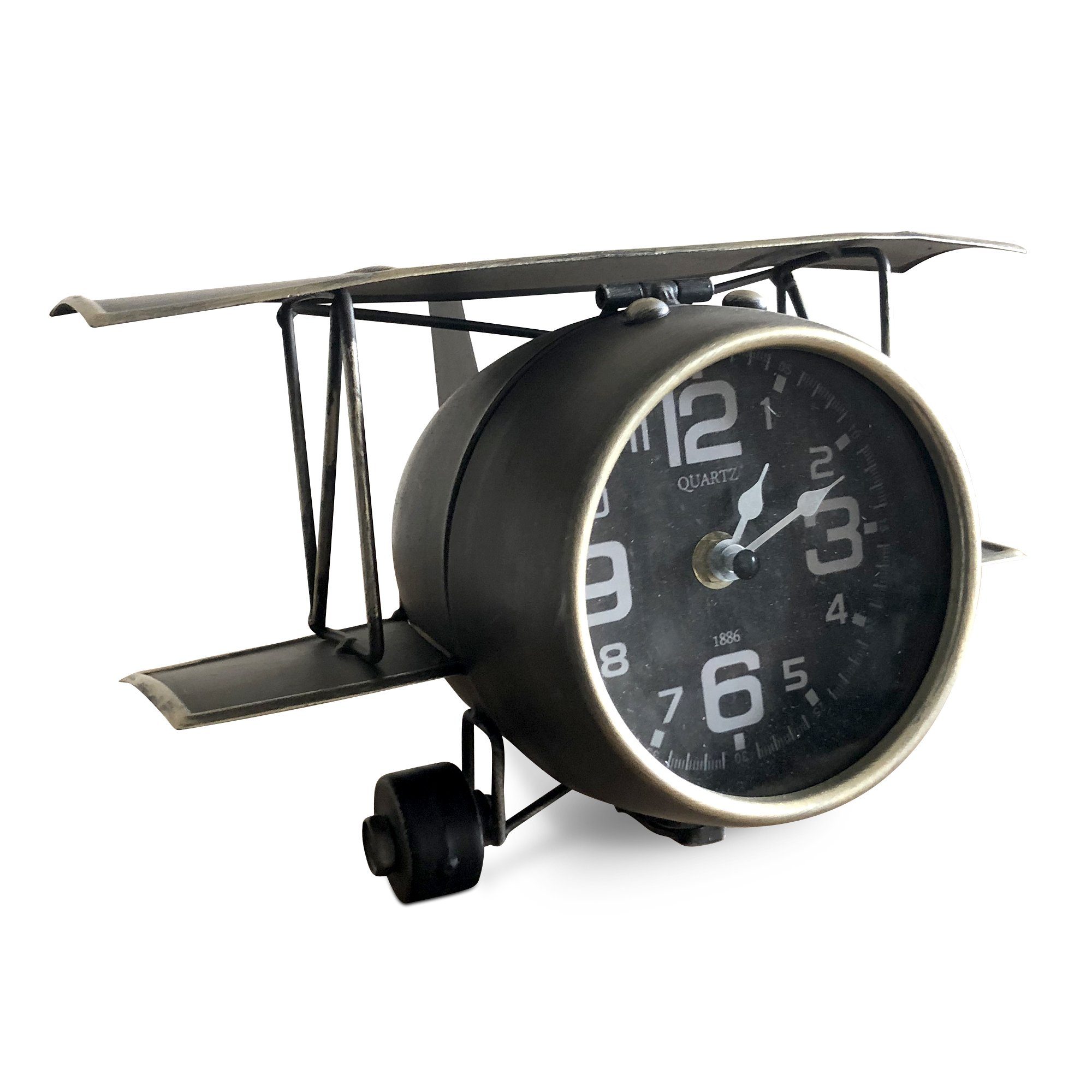 Industrial Aviation Metal Airplane Desk Clock