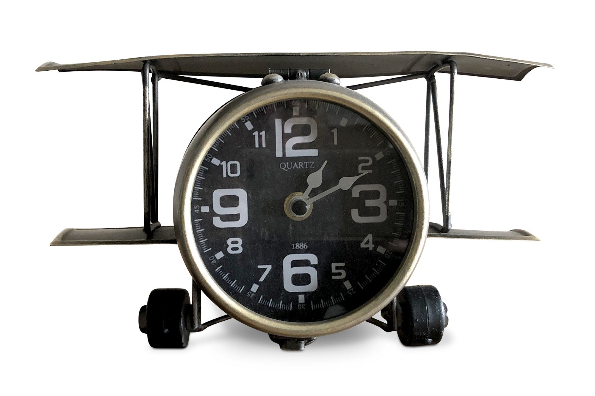 Industrial Aviation Metal Airplane Desk Clock
