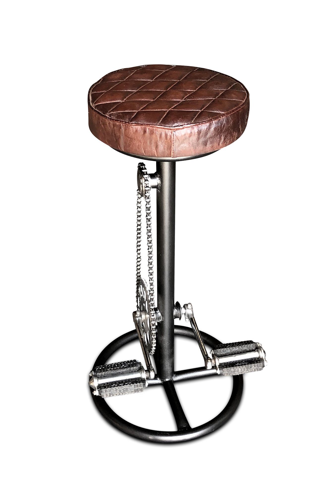 Industrial Bicycle Pedal Bar Stool Custom Leather Seat