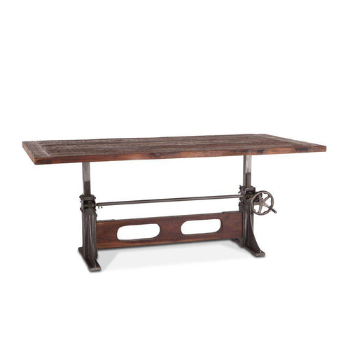 Industrial Dining Table - Adjustable Crank - Reclaimed Solid Wood 84" - Rustic Deco Incorporated