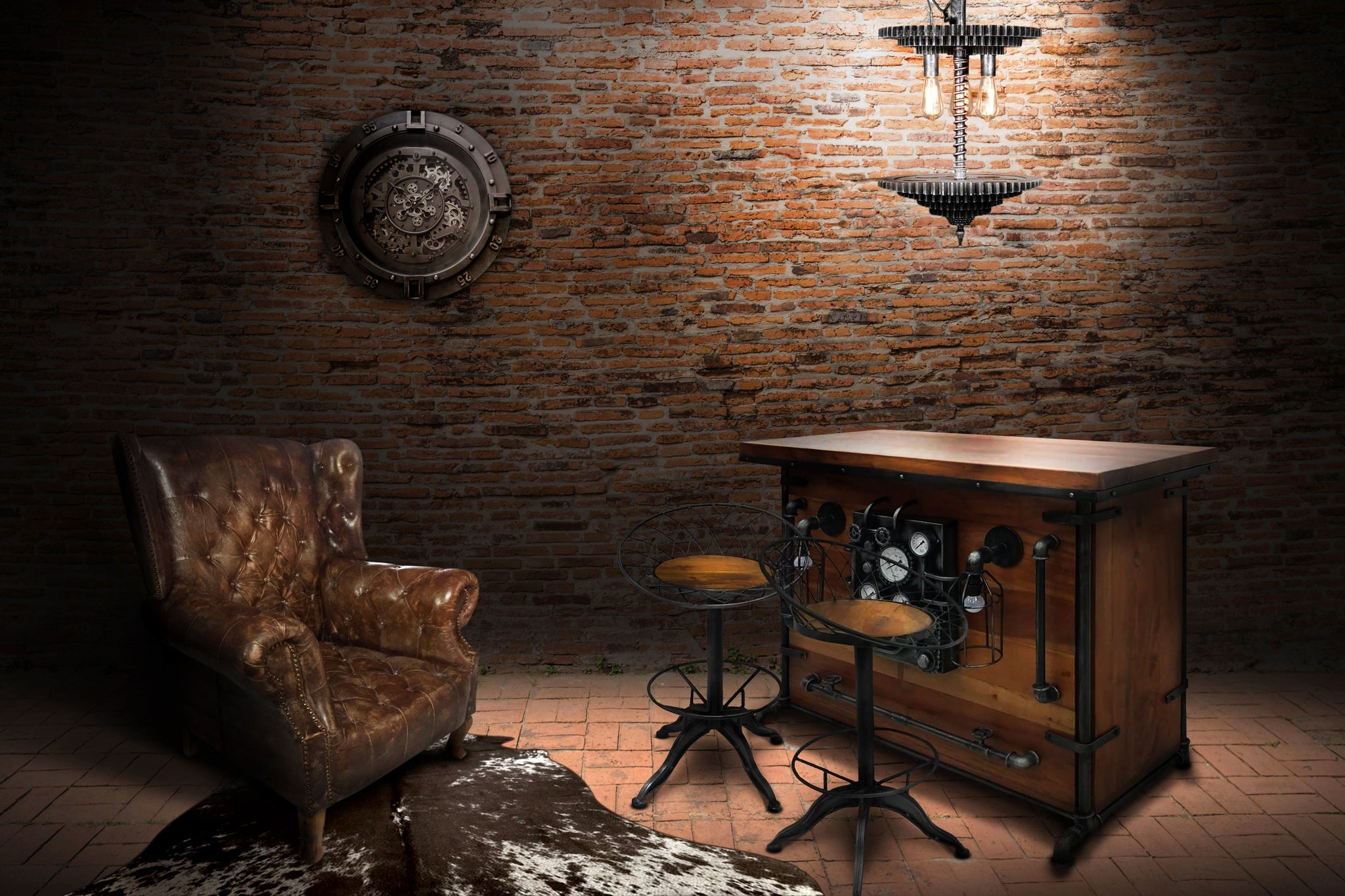 Industrial Steampunk Home Bar Industrial Mancave