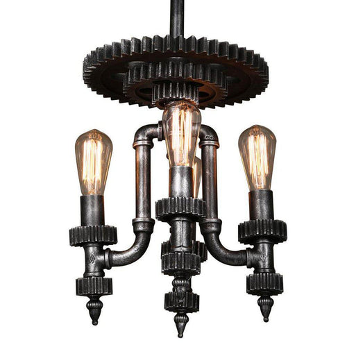 Industrial Steampunk Pendant Lamp - Cog Top - Rustic Deco Incorporated