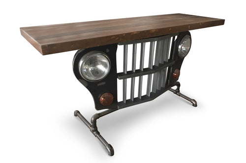 Jeep Grille Console Accent Table - Iron Pipe Base-Rustic Deco Incorporated