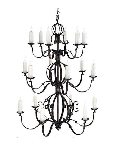Large 18 Light Hand Forged Iron Chandelier - 42" Diameter 56" High-Rustic Deco Incorporated
