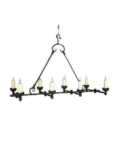 Large 8 Light Rustic Hand Forged Chandelier 54" Long - Venti-Rustic Deco Incorporated