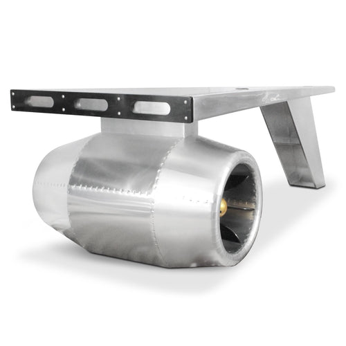 Large Aviator Executive Desk - Polished Aluminum Jet Engine and Wing Desk Rustic Deco