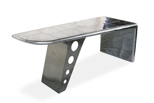 Large Aviator Executive Desk - Polished Aluminum Aircraft Wing - 86"-Rustic Deco Incorporated