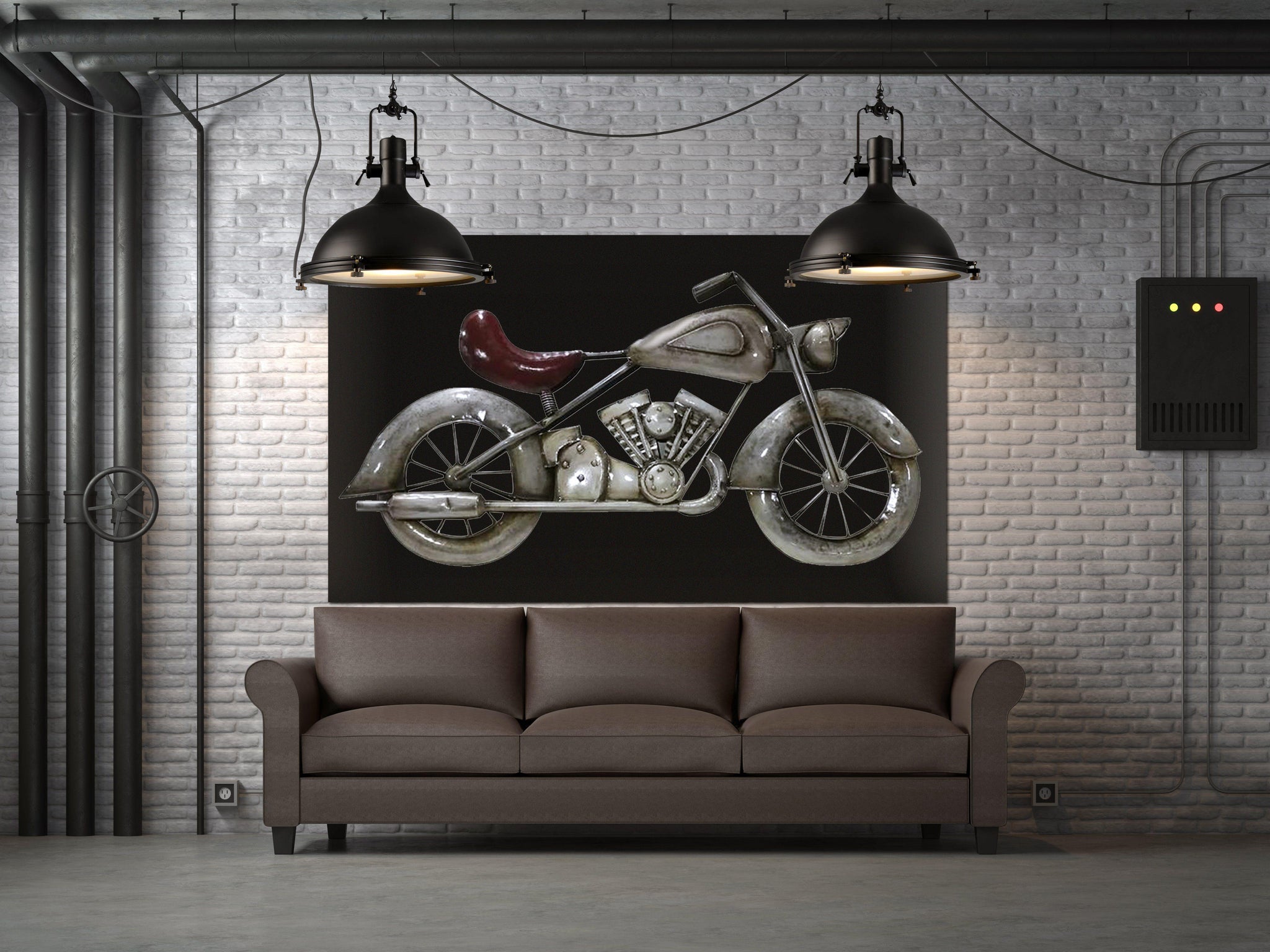 Large Vintage Motorcycle Rustic 3d Metal Wall Art 60 X 36