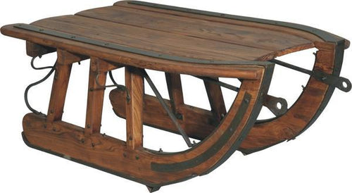 Handcrafted Logging Sled Coffee Table - Rustic Solid Wood - Iron Trim-Rustic Deco Incorporated