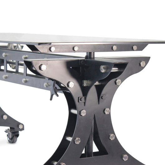 Longeron Industrial Adjustable Dining Table Base - Steel - Casters