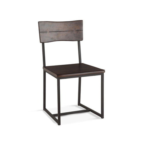 Modern Industrial Dining Chair Dark Walnut - Cast Iron and Acacia-Set of 2 - Rustic Deco Incorporated