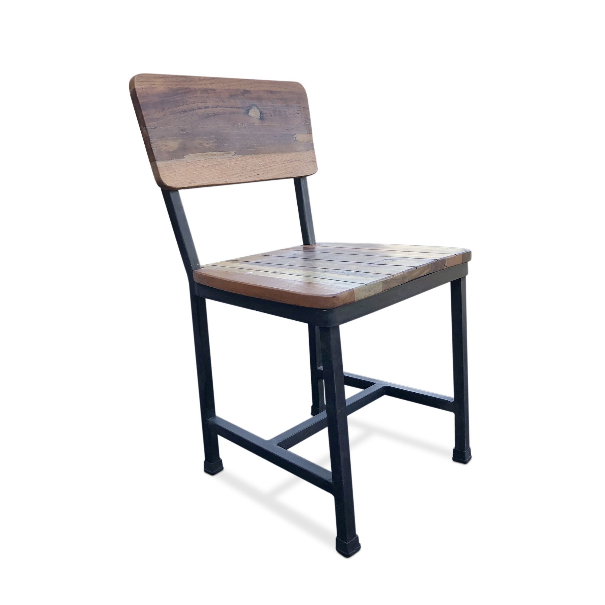 modern industrial dining chair metal reclaimed hardwood
