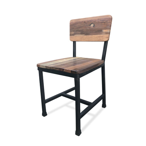 Modern Industrial Dining Chair -Metal Reclaimed Hardwood - Set of 2 - Rustic Deco Incorporated