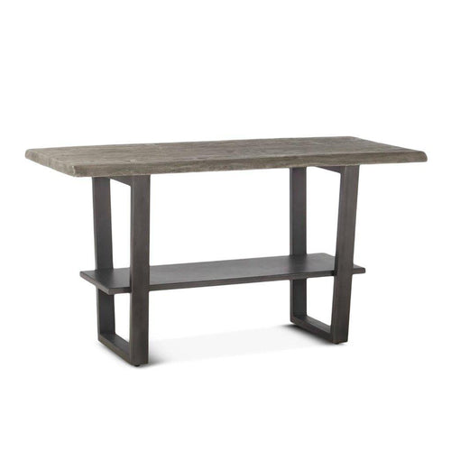 Modern Industrial Gathering Pub Table - Steel Base - Weathered Gray Top - Rustic Deco Incorporated