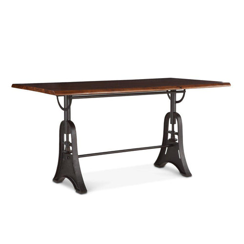 Modern Industrial Gathering Pub Table 72" - Live Edge Slab - Cast Iron Base - Rustic Deco Incorporated