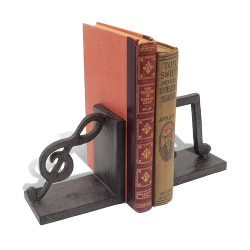 Musical Notes Cast Iron Bookends - Metal - Pair - Rustic Deco Incorporated