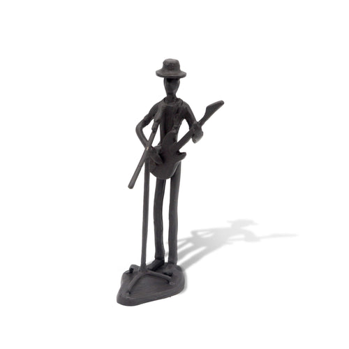 Musician Playing Guitar Sculpture - Cast Iron - Rustic Deco Incorporated