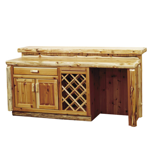 Natural Cedar 7.5 Foot Log Home Bar with Standard Cabinet-Rustic Deco Incorporated