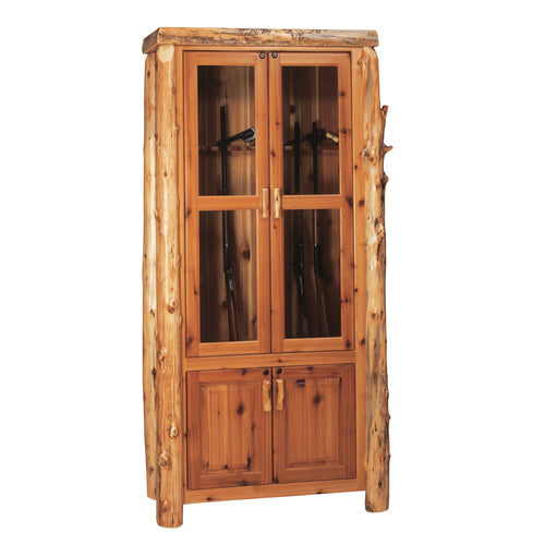 Natural Cedar Log Eight Gun Cabinet - Standard Finish-Rustic Deco Incorporated