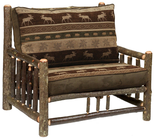 Natural Hickory Log Frame Chair-and-a-Half - Includes Fabric and Cushions - Rustic Deco Incorporated