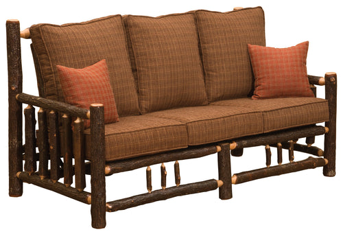 Natural Hickory Log Frame Sofa - Includes Fabric and Cushions-Rustic Deco Incorporated