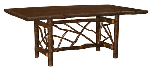 Hickory Twig Log Dining Table Ornate Bark On Legs Custom Sizes Armor Finish-Rustic Deco Incorporated
