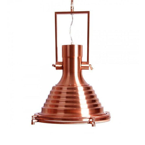 Nautical Industrial Copper Pendant Light - 17" Diameter - Rustic Deco Incorporated