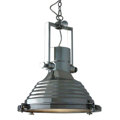 Polished Chrome Nautical Pendant Light - 17" Diameter - Rustic Deco Incorporated