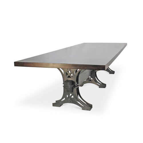 Pratt Truss Industrial Steel Communal Dining Table – Ebony Top 120” - Rustic Deco Incorporated