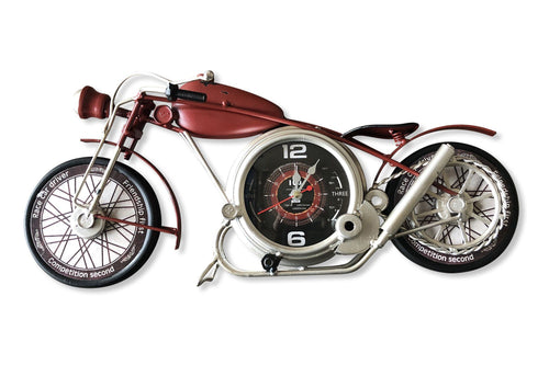 Red Motorcycle Wall Clock-Rustic Deco Incorporated