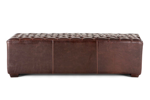 Rustic Farmhouse Brown Tufted Leather Bench 58" Dining or Casual Bench - Rustic Deco Incorporated