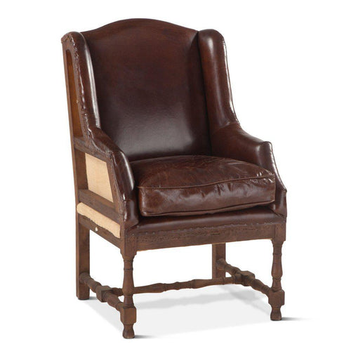 Deconstructed Back Sicily Cigar Arm Chair - Brown Leather - Rustic - Rustic Deco Incorporated