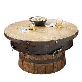 Rustic Half Barrel Coffee Table Western Cabin-Rustic Deco Incorporated