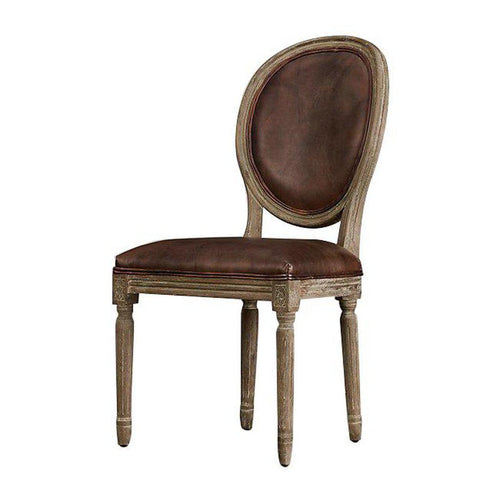 Classic French Empire Style Leather Dining Chair - French Country - Pair - Rustic Deco Incorporated