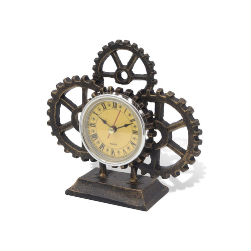 Steampunk Gear Desk Clock Table Clock Cast Iron - Rustic Deco Incorporated