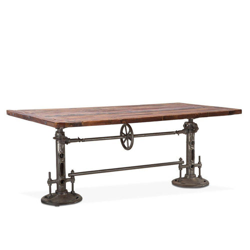 Urban Industrial Dining Or Bar Table 82" Adjustable Crank - Reclaimed Wood Top - Rustic Deco Incorporated