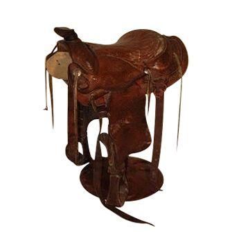 Western Horse Authentic Leather Saddle Bar Stool-Rustic Deco Incorporated