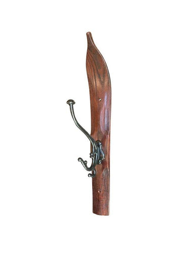 Wooden Ski Wall Hook Coat Hat Rack - Vintage - Handmade - Cast Iron-Rustic Deco Incorporated