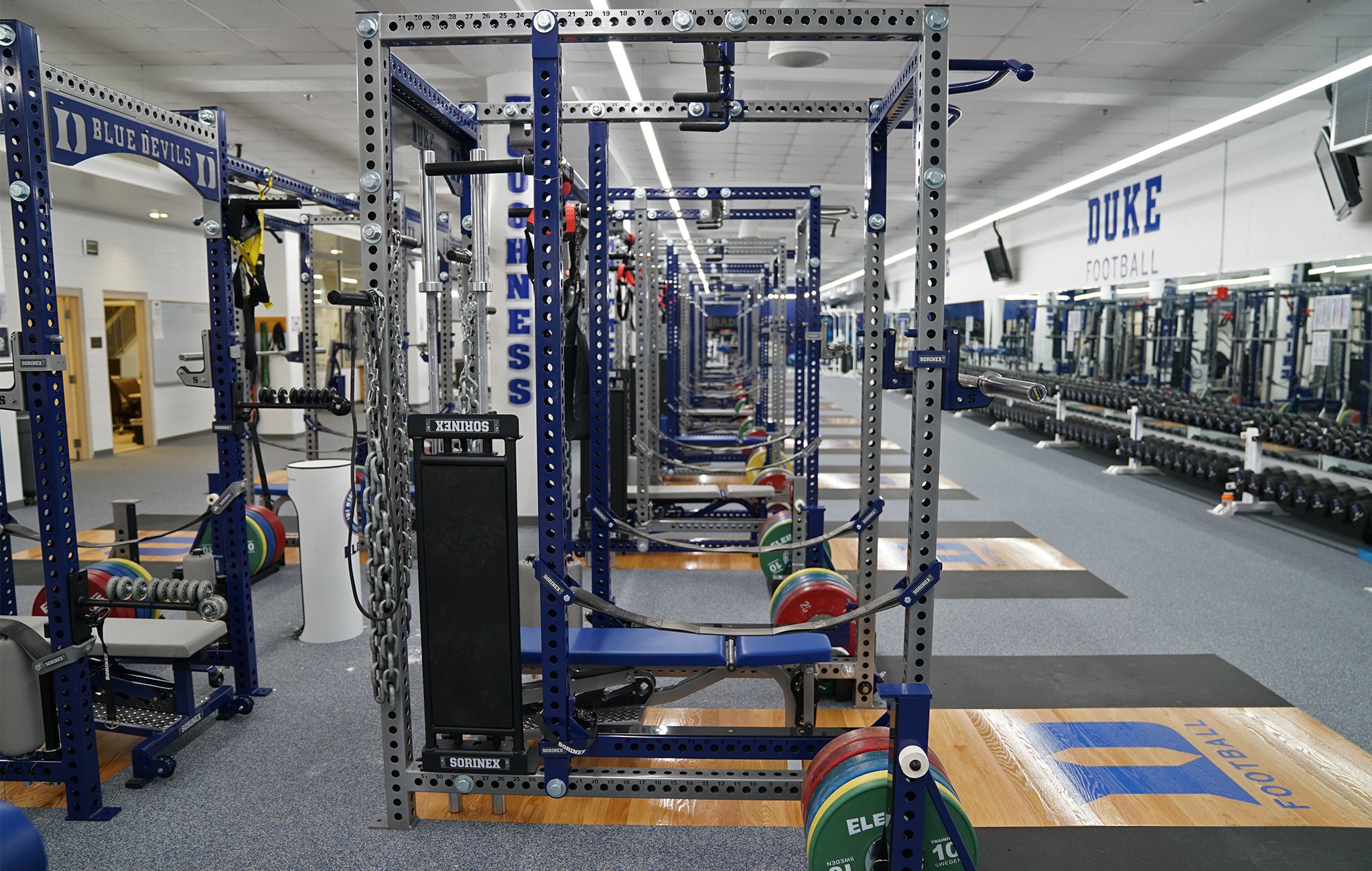 college Football strength training facility