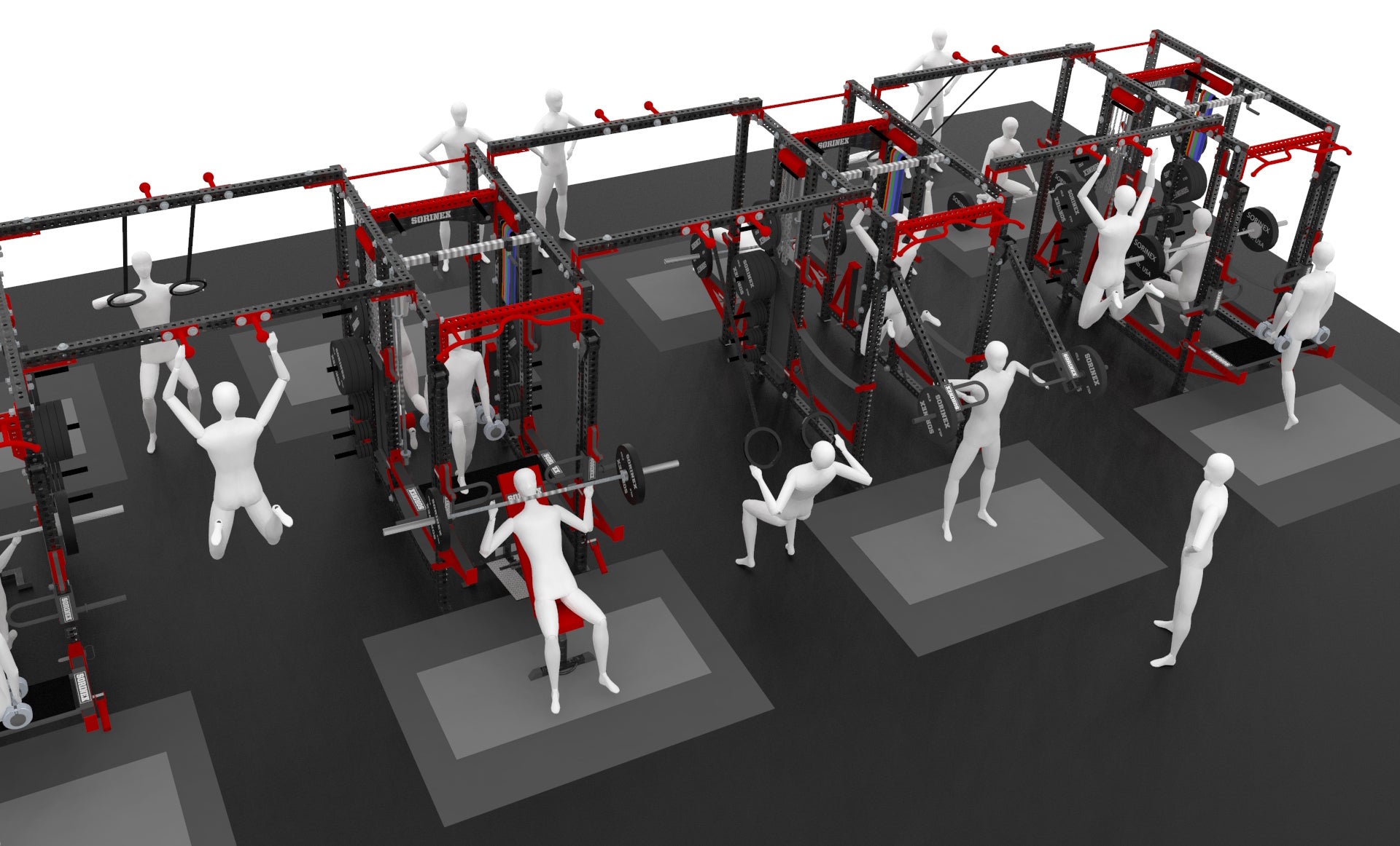 Sorinex weight rooms optimize your space to give you the most training space per square feet