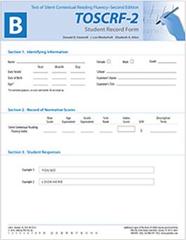 TOSCRF-2: Student Record Forms B (50) Donald D. Hammill, J. Lee Wiederholt, Elizabeth A. Allen