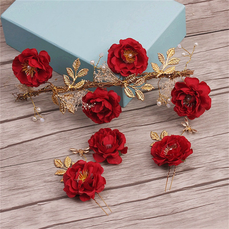 4 Pieces Rose Flower Hair Clips Fabric Rose Hair India  Ubuy