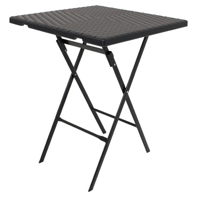  FSTAR Mesa auxiliar redonda negra para sala de estar, mesa  auxiliar pequeña, mesita de noche pequeña, mesa de metal plegable portátil  junto a sofás/sofás, o contra una pared (negro, 1 unidad) 