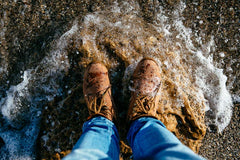 Boots in the Surf Hunting Sea Glass