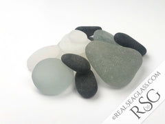 Clear Black and Gray Sea Glass