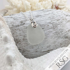 Clear White Sea Glass Pendant