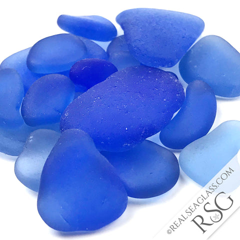 Sea Glass Stones in Beautiful Deep Blue