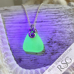 UV Sea Glass Pendant Under Blacklight